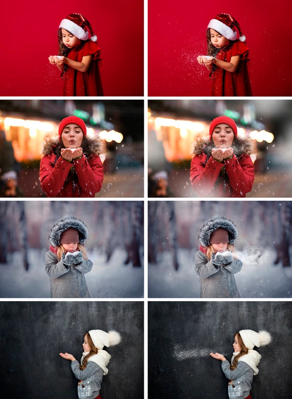 ゆきのオーダーページ 75 Blowing Snow Photo Overlays, Christmas Overlay, Photoshop