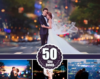 50 City bokeh light overlays, String light overlay, Photoshop overlay, Christmas light lights overlay, Digital Backdrop, Bokeh filter,  jpg