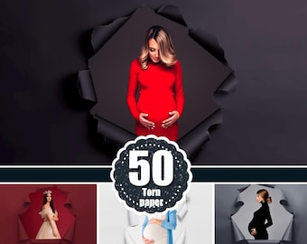50 Ripped paper overlay, Ripped Paper backdrops, Maternity Overlay, Portret overlay texture, Studio Background,  Photoshop overlay, png