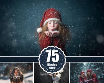 75 Blowing snow photo overlays, Christmas overlay, Photoshop overlay, Snow winter overlay, Realistic falling snow, Winter effects, png