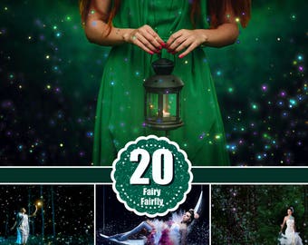 20 magic firefly Photo Overlays, fireflies Photoshop overlay, light effect, mystical, lightning bug, forest summer spring, png file