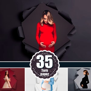 30 Sovrapposizione di carta strappata, Fondali di carta strappata, Sovrapposizione di maternità, Trama sovrapposizione Portret, Sfondo studio, Sovrapposizione Photoshop, png