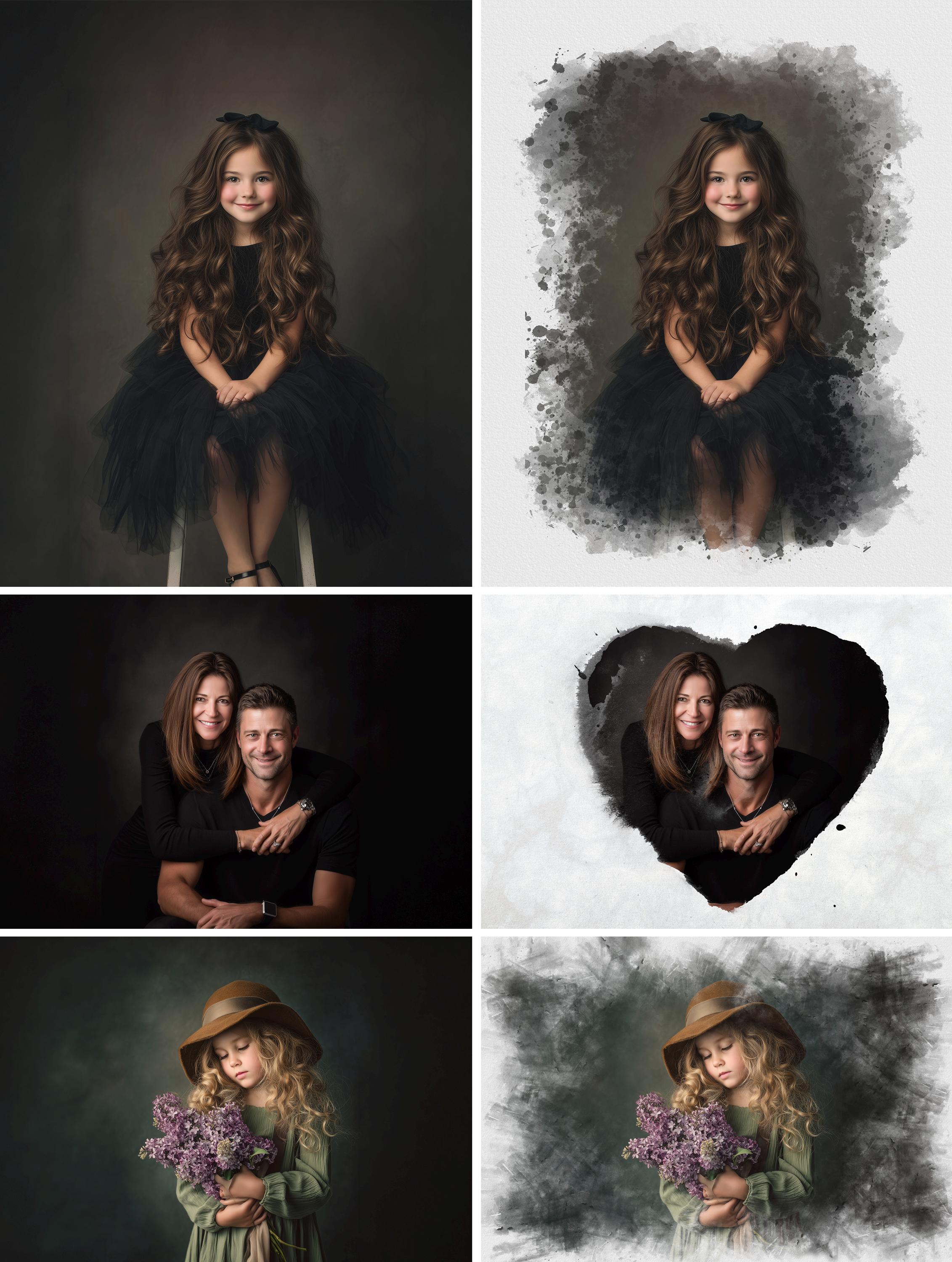 50 Watercolor Portrait Mask, Paint Photo Masks, Frame Overlay ...