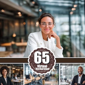 65 Modern blurred office virtual backgrounds bundle: Zoom, Skype, Teams. Digital backdrop for Resume. Business Headshot Portrait Photo jpg