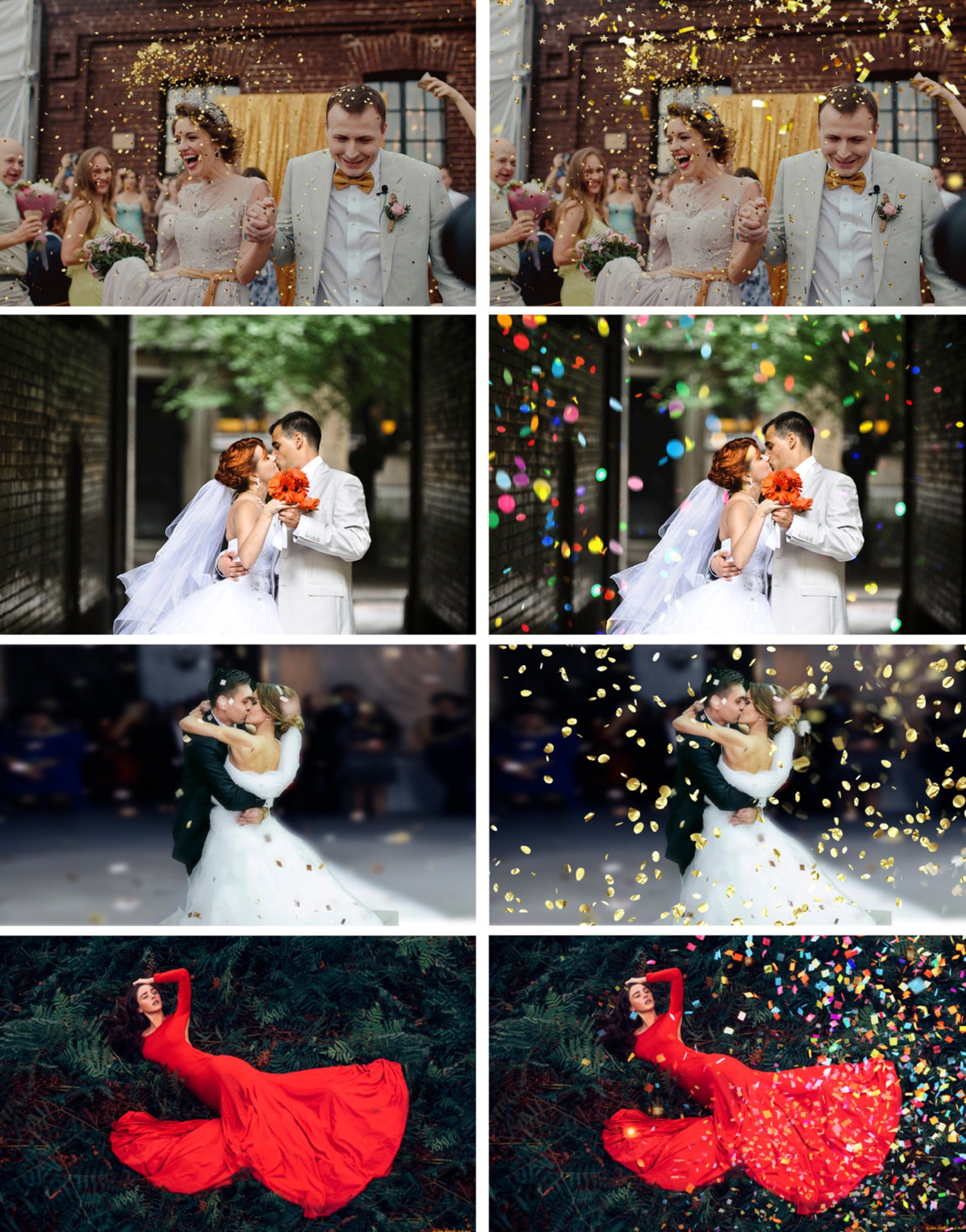 40 Confetti Overlays, Wedding Birthday Confetti, Bokeh Blow