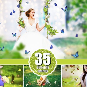 35 Butterfly Photoshop overlay, Realistic butterfly overlay, Flying butterfly clip art clipart, Spring summer butterflies overlay, png