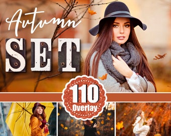 Autumn set photo overlays, Falling Leaves overlay, Fog cloud sky rain sun light overlays, Photoshop overlay, Texture overlay, Leaf overlay