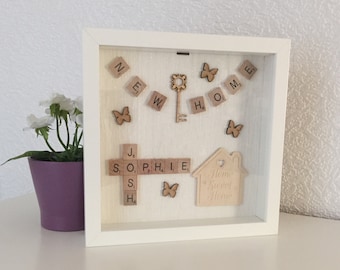 Scrabble Art, personalised New Home Scrabble Frame