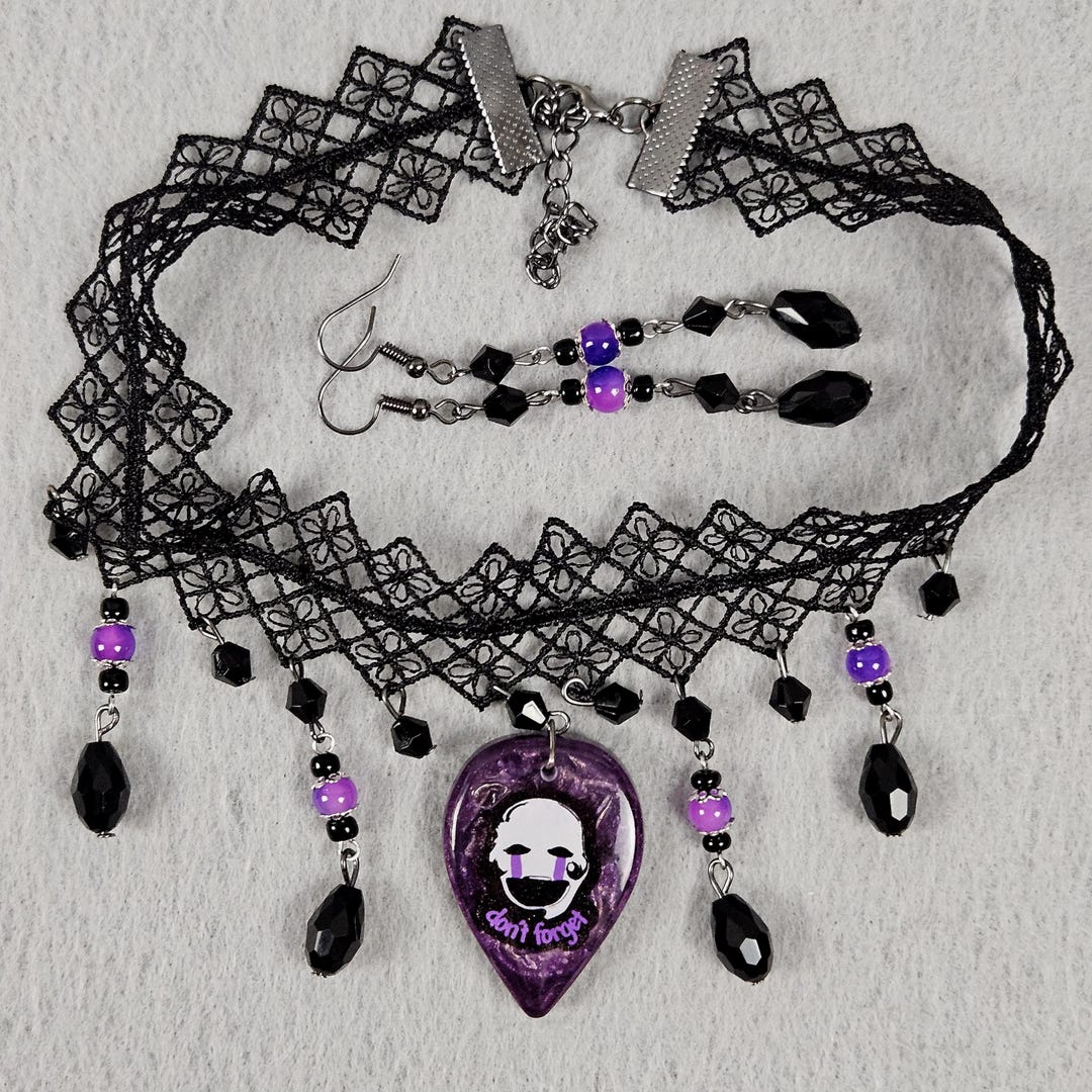 Lace Puppet FNAF Puppet Reminder Pendant & Lace Choker With Matching Earrings - Etsy