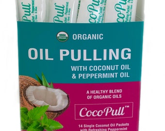 Natural Organic Oil Pulling Mouthwash with Coconut & Peppermint Oil | Natural Teeth Whitening, Bad Breath Remedy, Detox- 14 Days Box