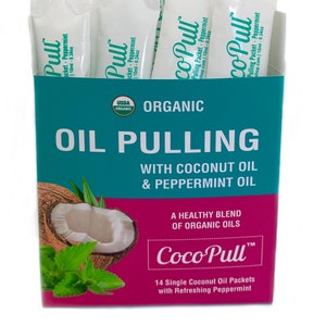 Natural Organic Oil Pulling Mouthwash | Coconut Oil Teeth Whitening | Natural Peppermint - Bad Breath Remedy| Detox- 14 Days Box
