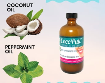 Organic Coconut Oil Pulling Mouthwash with Organic Peppermint Oil, Flavor -(8oz)