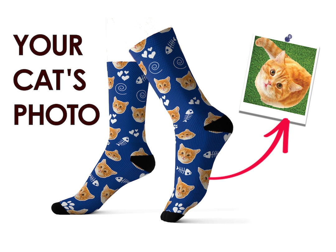 Custom Cat Photo Socks ,personalized Cat Socks, Cat Portrait Socks