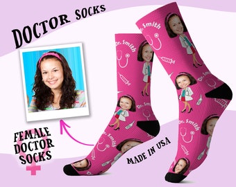 Personalized Doctor Socks, Funny Doctor Socks for Woman ,Custom Doctor Socks for her, Doctor Gift Socks, Custom Medical socks,Made in USA