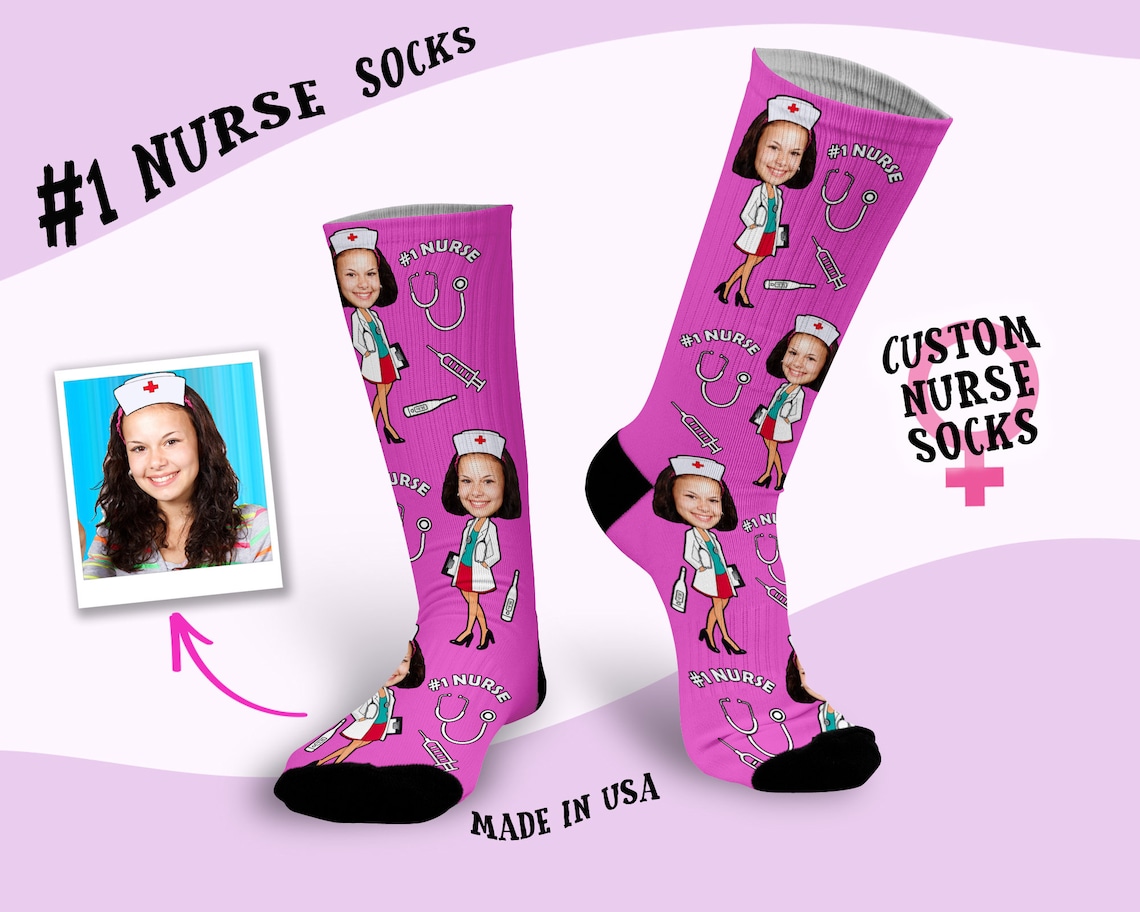 Custom Nurse Socks Funny Nurse Socks Photo Nurse socks The Etsy
