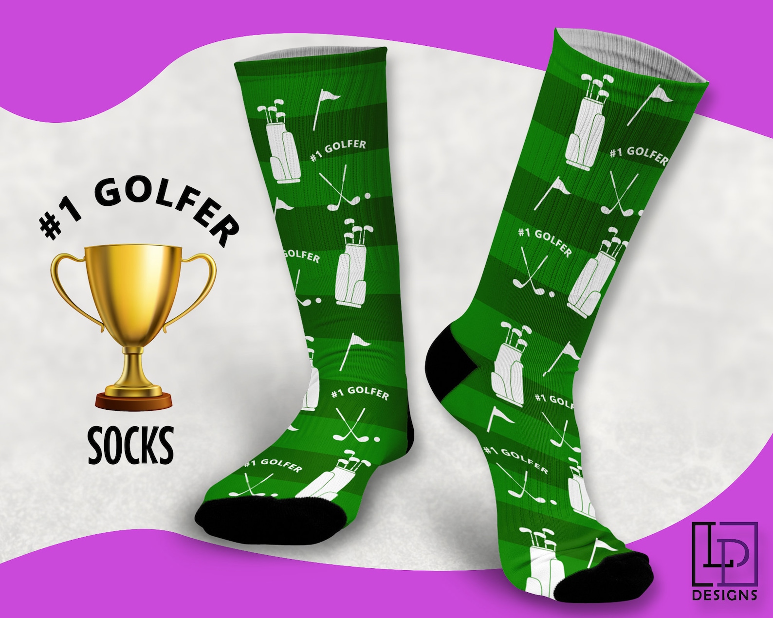 Golfers Socks Golf Socks Funny Golf Socks Best Golfer Etsy