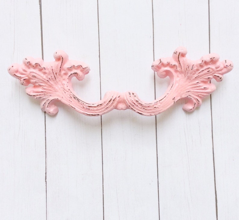 Shabby Chic Knobs Pink Drawer Pulls Cabinet Handles Etsy