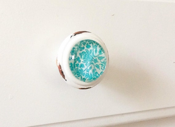 Teal Cabinet Knobs Turquoise Knobs Farmhouse Kitchen Etsy