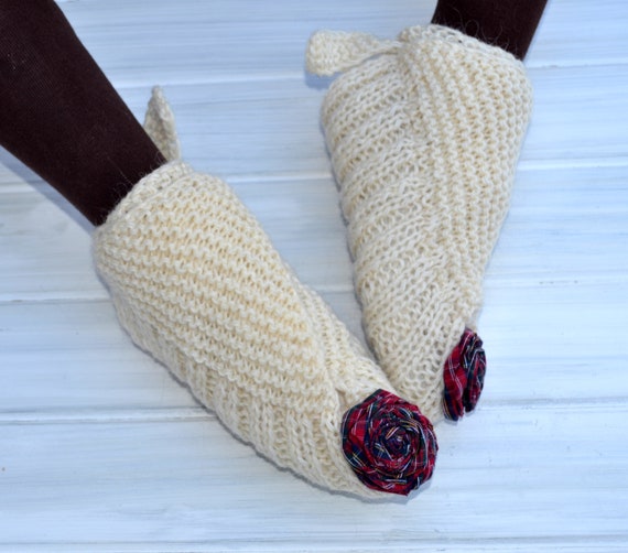 Funny House Slippers With Flower Fluffy Adult Slipper Socks Women S Home Slippers Handmade Home Knitted Slippers Adult Indoor Slippers