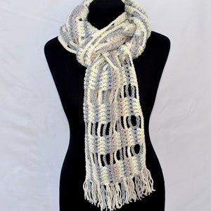 Winter crochet white grey warm oversized lace neck scarf Warm wool modern sweater long large scarf shawl