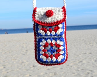 Borsa per cellulare all'uncinetto Grandma Square: borsa a tracolla boho