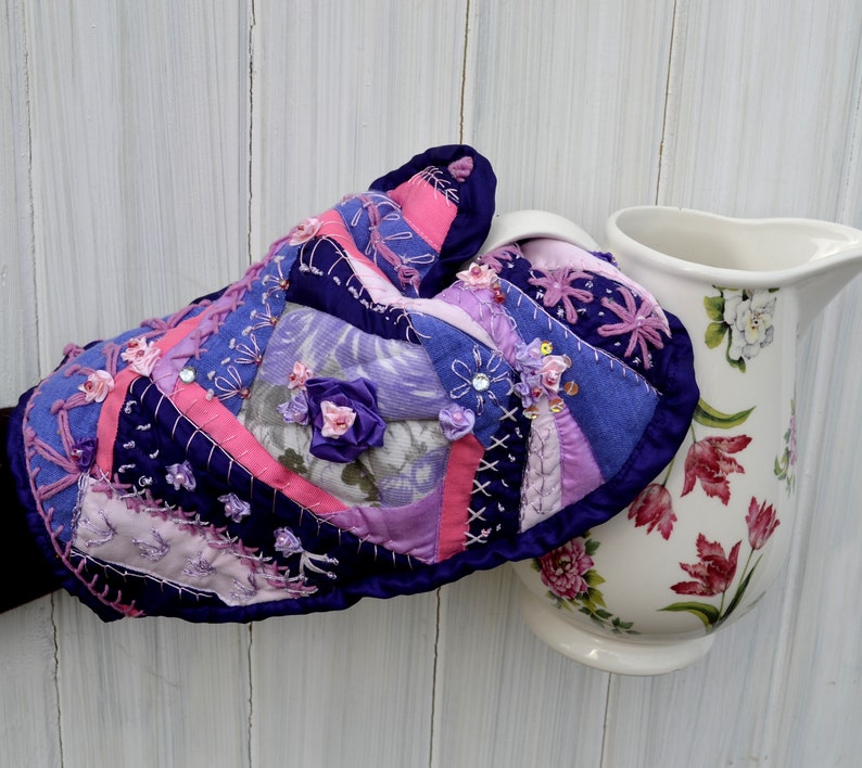 Handmade Quilted Oven Mitts and Potholder Hot Pad Set Etsy