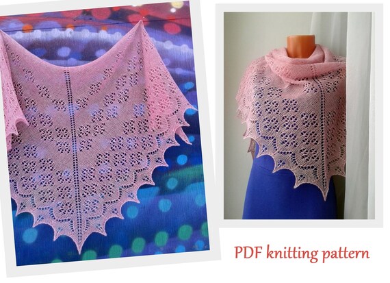 Shawl Knitting Pattern Easy Lace Triangular Shawl Pdf Instant Download Beginner Pattern Wedding Shawl Pattern Knit Item