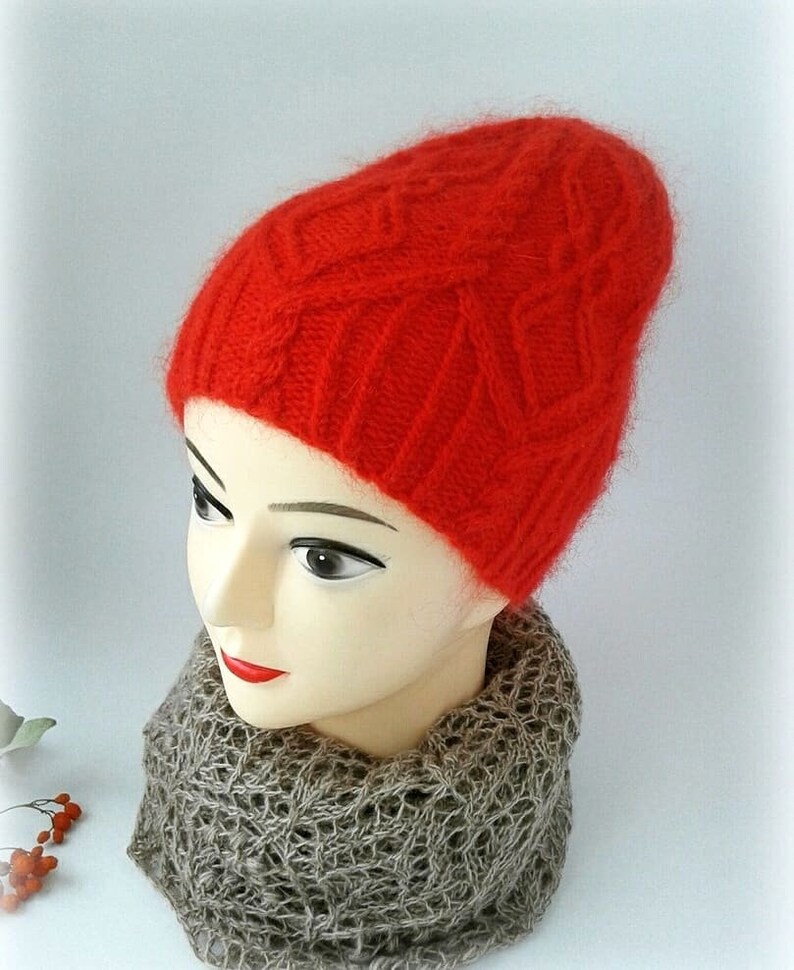 Knitting Pattern for Cable Aran Hat Knitted Adult Medium Size Etsy