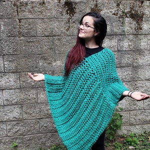 XL V-Neck Teal Poncho