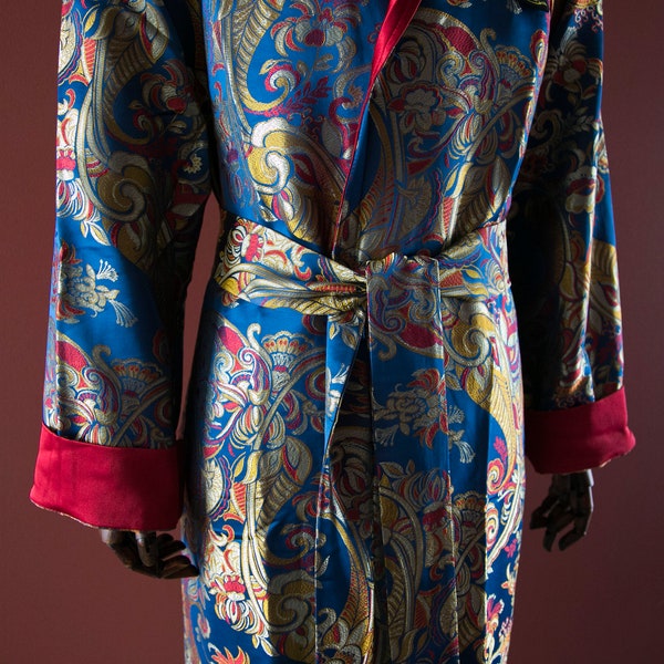 Victorian Gentlement Style, Silk Sleeping Gown For Men, Wedding Gift, Hospital Gown