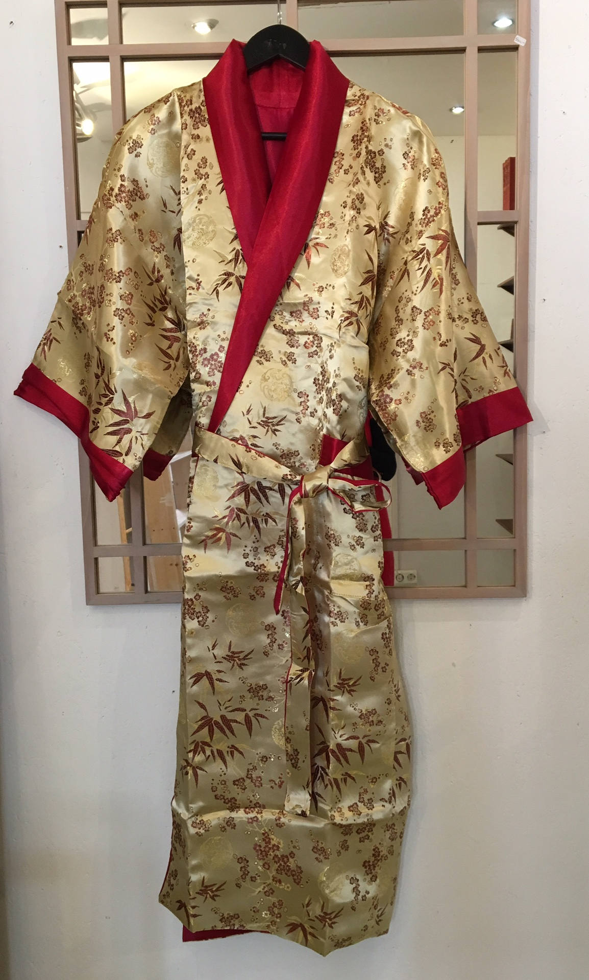 men's embroidered silk robe
