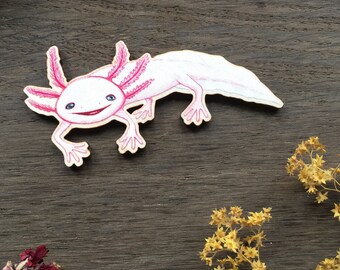 Cute Axolotl Needle Minder - Amphibian Animal Needleknack Neodymium Magnet Wood Animal Needle Minder Cross Stitch Tool Embroidery Accessory