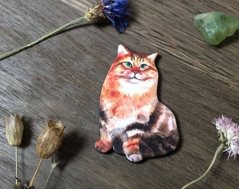 Gorgeous Cat Needleminder - Kitten Needleknack - Neodymium Magnet - Wood Animal Needleholder Cross Stitch Tool Embroidery Accessory