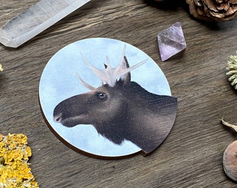 Moose Needle Minder - Woodland Animal Needleknack - Neodymium Magnet Wood Animal Needle Minder Cross Stitch Tool Embroidery Accessory