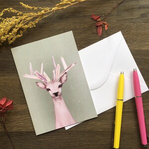 Crystal Stag Greeting Card Animal Ilustración Tarjeta en blanco para cualquier ocasión penitencia estacionario Pal caracol correo cumpleaños amistad buena suerte