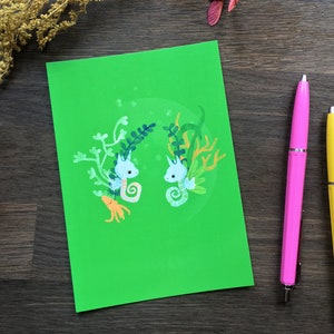 Courrier de l’hippocampe carte postale hippocampes et calmar Illustration océan vie escargot stationnaire Pen Pal