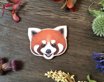 Cute Red Panda Needle Minder - Animal Lesser Panda Neodymium Magnet Wooden Animal Needle Minder Cross Stitch Tool Embroidery Accessory