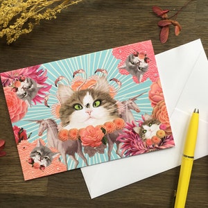 Fabuleux chat Flamingo fleur carte Illustration Animal vierge carte de voeux n’importe quelle Occasion fixes escargot Mail anniversaire amitié bonne chance