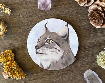 Lynx Needle Minder - Woodland Animal Needleknack - Neodymium Magnet Wood Animal Needle Minder Cross Stitch Tool Embroidery Accessory