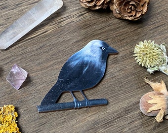 Jackdaw Needle Minder - Bird Neodymium Magnet Wooden Animal Needle Minder Cross Stitch Tool Embroidery Accessory