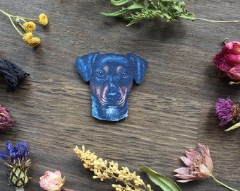 Dobermann Needle Minder - Cute Puppy Dog Needleknack - Neodymium Magnet - Wood Animal Needle Minder Cross Stitch Tool Embroidery Accessory