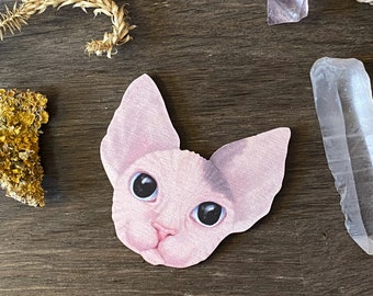 Sphynx Cat Needle Minder - Animal Kitty Neodymium Magnet Wooden Animal Needle Minder Cross Stitch Tool Embroidery Accessory