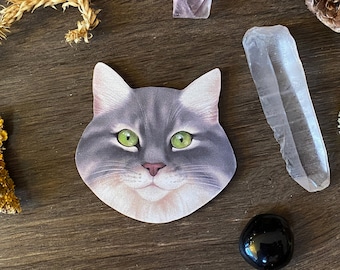 Sweet Cat Needle Minder - Animal Kitty Neodymium Magnet Wooden Animal Needle Minder Cross Stitch Tool Embroidery Accessory
