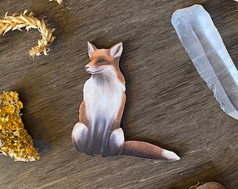 Medium Fox Needle Minder - Woodland Animal Neodymium Magnet Wooden Animal Needle Minder Cross Stitch Tool Embroidery Accessory