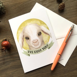 Carte de voeux de chèvre j’ai chèvre vous Illustration carte vierge pour n’importe quelle Occasion Pen Pal stationnaire escargot Mail solidaire félicitations bonne chance