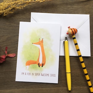 Renard en chaussettes Illustration animaux de la forêt de carte de voeux sans texte carte pour n’importe quelle Occasion fixes escargot Mail anniversaire amitié bonne chance