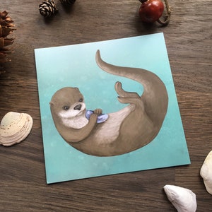 Otter Postcard Animal Illustration Pen Pal Stationary Snail Mail Carte d’amitié