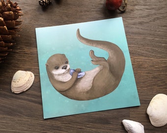 Otter Postcard Animal Illustration Pen Pal Stationary Snail Mail Friendship Card