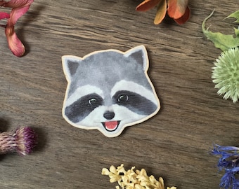 Cute Raccoon Needle Minder - Animal Trash Panda Neodymium Magnet Wooden Animal Needle Minder Cross Stitch Tool Embroidery Accessory