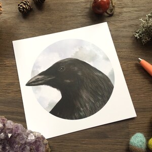Carte postale oiseau Illustration Pen Pal stationnaire Snail Mail de corbeau